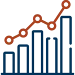 Analytics icon dark blue and red