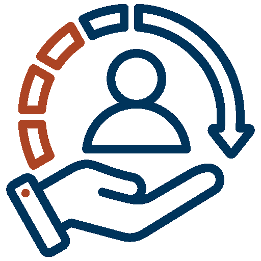 Customer service dark blue and red