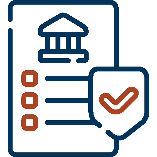 Compliance icon dark blue and red