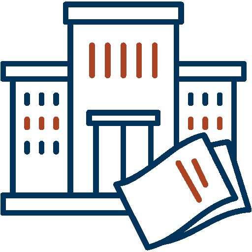 Public administration icon dark blue and red