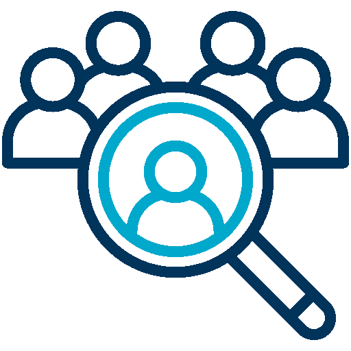 Recruitment icon dark blue and light blue