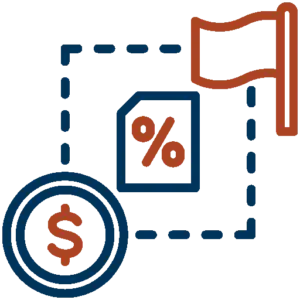 Taxation icon dark blue and red