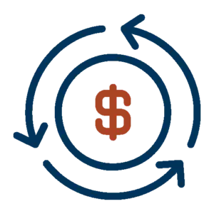 Money transfer icon dark blue and red