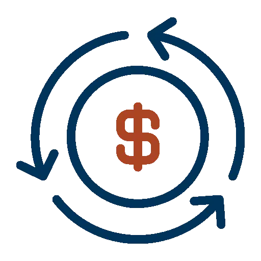 Money transfer icon dark blue and red