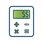 Calculator icon dark blue and green