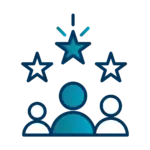 Three stars rating icon dark blue and teal gradient